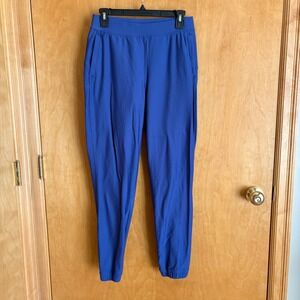 Lululemon Adaptive Joggers Women 6 Blue Zip Ankle Fleece Lined Water Repellent